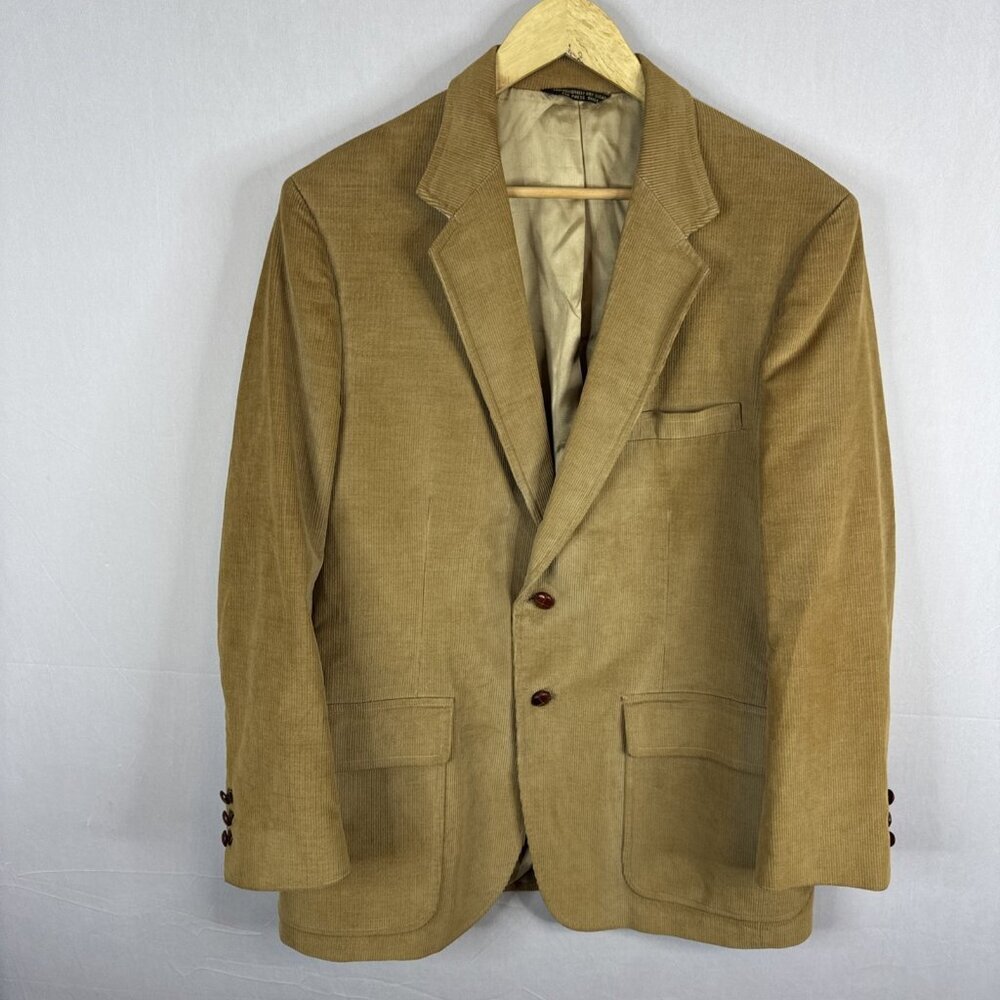 John Weitz‎ Men’s 44 Camel Corduroy Blazer Sport Coat Vintage 70s USA Made